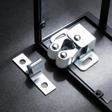 Imagem de Travas de porta de armário de armário com rolo duplo, trava de para-choques de aço inoxidável com parafusos, trava de para-choque resistente para armários, ideal para uso doméstico e escritório (prata