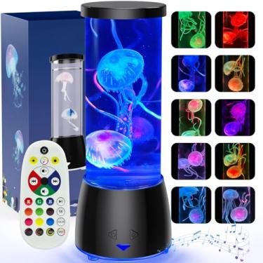 Imagem de Lâmpada de água-viva com alto-falante Bluetooth, ruído branco, 10 cores que mudam de água-viva, lâmpada de aquário sensorial, luz noturna relaxante, iluminação de humor para crianças, adultos, meninas