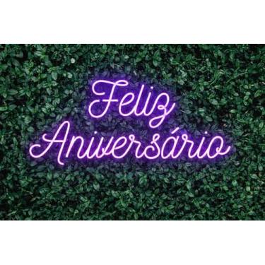Imagem de Painel Acrílico Neon Led Feliz Aniversário 127/220v (Roxo)