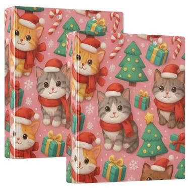 Imagem de Cachecóis fofos de papai noel, cachecóis, 3 fichários de 3 cm, 200 folhas, portfólio colorido, anel redondo, fichário de escritório, 31,5 x 27 x 6 cm, pacote com 2