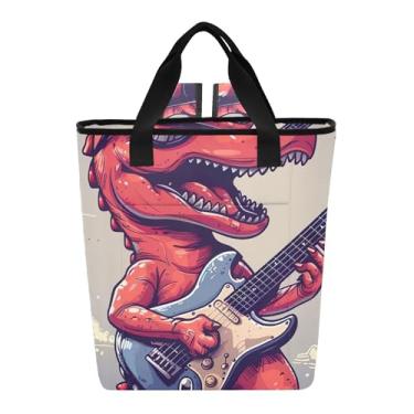 Imagem de Bolsa térmica com 36 latas de dinossauro vermelho para tocar guitarra, bolsa térmica macia para compras