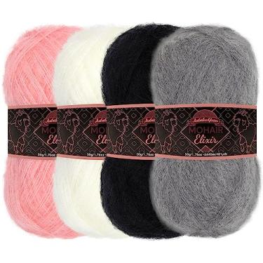 Imagem de JubileeYarn Fio de Elixir Mohair – Mistura de Lã para Bebês 50 g/novelo – Tons de Cinza – 4 novelos