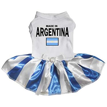 Imagem de Petitebella Vestido para cachorro Made in Argentina (branco/listras, médio)
