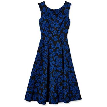 Imagem de Adrianna Papell Vestido de coquetel feminino de manga cavada com saia evasê, Azul-marinho noturno., 40