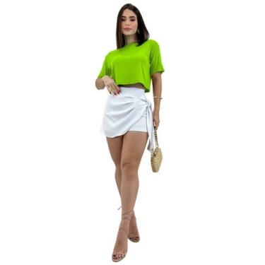 Imagem de Cropped Blusinha Manga Curta Viscolycra T-shirt Soltinho Top - SWISS B