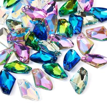 Imagem de Spritewelry 36 pingentes de vidro facetado, pingentes de cristal irregulares, pingentes de polígono de vidro galvanizado, pingentes, pingentes, pingentes, pingentes, pingentes, pingentes, para fazer