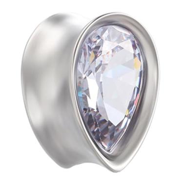 Imagem de LOMISS ALARGADOR AÇO CIRÚRGICO BLACK GOTA COM PEDRA DE ZIRCÔNIA (PRATEADO, 16)