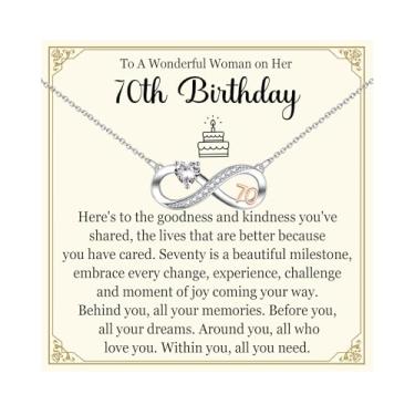 Imagem de DKKV Presentes de aniversário 30, 40, 50, 60, 70, 80 anos, para mulheres, colar e joias, Banhado a latão com ouro 18K, Zircão