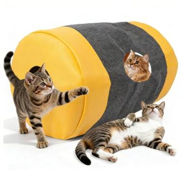 Imagem de AUNMAS Saco de Túnel para Gatos, Centro Interativo de Brinquedos para Gatos Com Couro de Poliéster Seguro para Animais de Estimação, para Pequenos Apartamentos Internos e Espaço de