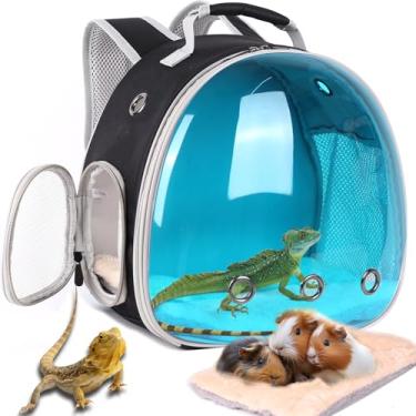 Imagem de WEVONIGU Mochila Transportadora de Viagem de Dragão Barbudo com Conjunto de Tapete Macio E Quente, Mochila Transportadora de Lagarto, Cápsula Espacial, Janela de Bolha Transparente, Mochila Transporta