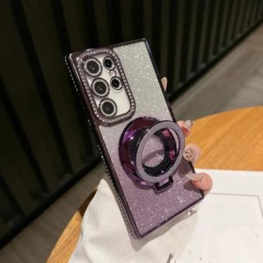 Imagem de Capa de luxo com suporte magnético e à prova de choque para Samsung Galaxy S25 S24 S23 S22 Ultra Plus S24 Fe (para Samsung S24 Plus/ROXA)