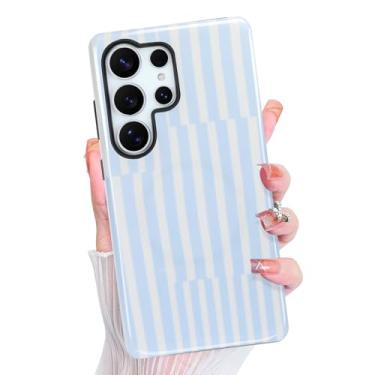 Imagem de Jefonha Capa magnética para Samsung Galaxy S25 Ultra, capa de telefone listrada fofa para Galaxy s23 Ultra mulheres e homens, compatível com Magsafe, capa protetora de camada dupla, listras brancas e