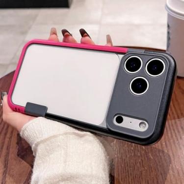 Imagem de Capa de luxo com cores contrastantes para iPhone 17, 13, 14, 15, 16 Pro Max, proteção para câmera, compatível com iPhone Air 14, 15, 16 Plus, capa protetora macia (para iPhone 16 Pro/preto e rosa