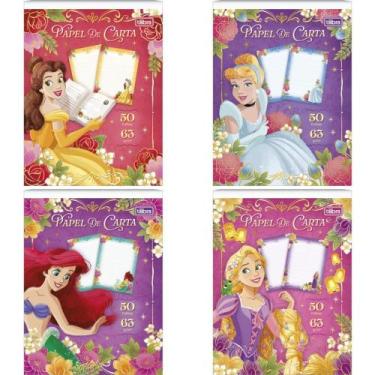 Imagem de Bloco Papel de Carta Princesas 50 Folhas 63G 177X240MM Pacote com 8 - 