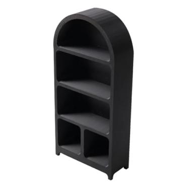 Imagem de Kokiya Armário em miniatura na escala 1:12, estante para livros, vitrine para casa de bonecas, armário para sala de estar, Preto, com Os Pés