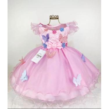 Imagem de Vestido jardim encantado bosque flores e borboletas rosa - Luxo Kids, 