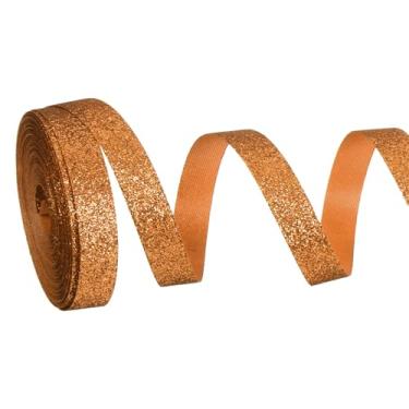 Imagem de PATIKIL Rolo de fita de glitter metálico, rolos de tecido de embrulho de presente de borda única para artesanato, buquê de casamento, festa de casamento, decoração de Natal, marrom