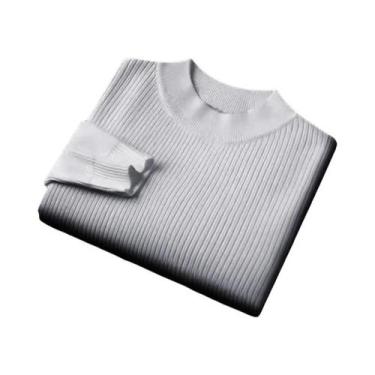 Imagem de Suéter Masculino De Lã Grossa De Inverno Com Gola Alta E Listras De Ma