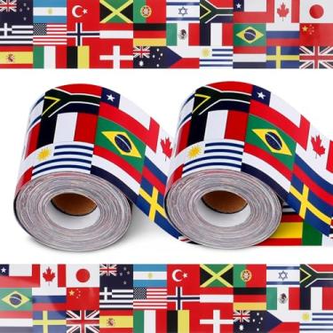 Imagem de Quadros de avisos de bandeiras internacionais de 130 m, bandeira de país de diversidade ao redor do mundo, decorações multiculturais para quadro de avisos, quadro de cortiça, festa, decoração de sala