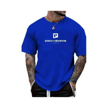 Imagem de Camiseta Masculina De Verão Estampada, Respirável, Casual, Gola Redond