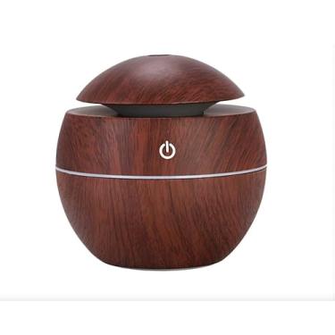 Imagem de Umidificador 130ml Difusor de Aromas Ultrassônico com LED Silencioso Portátil Bivolt para Casa e Escritório (Madeira escura)