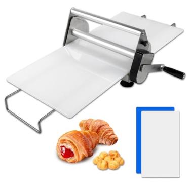 Imagem de Máquina de enrolar massa dobrável, máquina de enrolar massa manual, laminador de massa croissant, cortador de massa pequeno, máquina de enrolar massa portátil, espessura ajustável da máquina de massa,