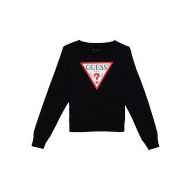 Imagem de Blusa de Moletom Logo Triângulo Guess Preto-Feminino