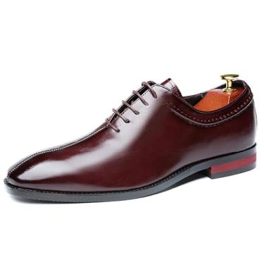Imagem de Sapato social masculino formal de negócios Oxford para homens sapatos de couro envernizado para homens, Borgonha, 39 BR