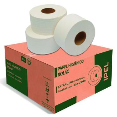 Imagem de Papel higienico rolao extra luxo 8x300 folha simples ipel - Rolão