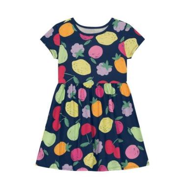 Imagem de Vestido infantil menina frutinhas Brandili -Azul, 10, Azul