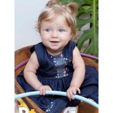 Imagem de Vestido Luxo Bebê Menina Bordado Malha Denim D+ Baby 60211 - Rosa - P  ( 3 - 6 MESES )-Feminino