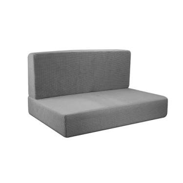 Imagem de Capas de almofada RV Dinette, protetor de móveis para sofá de sofá elástico, incluindo 1 capa de encosto e 1 capa de banco (cinza claro, tamanho grande)