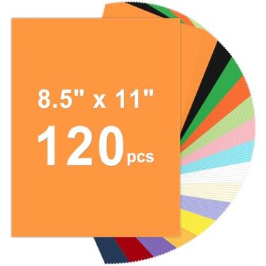 Imagem de 120 folhas de cartolina 8,5 x 11, cartolina colorida de 29,5 kg, papel de construção de 15 cores sortidas, papel grosso de 180 g/m² para impressão, pintura, confecção de cartões, material escolar