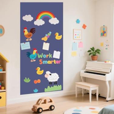 Imagem de WUPIOS Decalque magnético de parede para crianças, quadro-negro, papel de contato magnético, autoadesivo, papel de parede para quadro-negro, decalque de parede Dustyblue