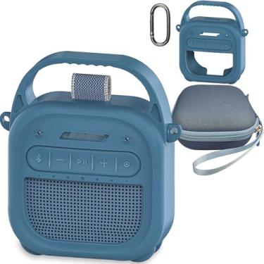 Imagem de RAWECUD Capa protetora para alto-falante Bluetooth portátil Bose SoundLink Micro 2ª geração, capa rígida de transporte e capa de silicone para acessórios de alto-falante Micro 2 (azul)