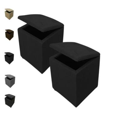 Imagem de Kit 2 Puffs Baú Guarda Volumes Brinquedos Assento Decoração - Estilo D