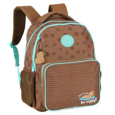 Imagem de Mochila Escolar Costas Capivara By Up Marrom Juvenil Up4you - Luxcel