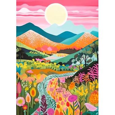 Imagem de EIBEILI Kits de arte de diamante de broca quadrada para adultos, kits de pintura de diamante de flor de montanha para iniciantes, faça você mesmo, 5D, broca completa, pontos de diamante, artesanato