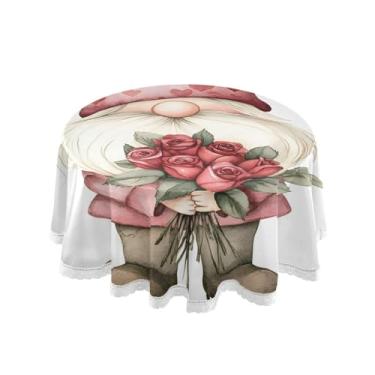 Imagem de Qilmy Toalha de mesa redonda de palmeira de treliça verde, 152 cm, resistente à água, à prova de derramamento, capa de mesa grande para jantar de reunião de família em ambientes internos e externos