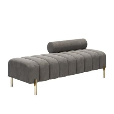 Imagem de Banqueta de sofá estofada de madeira de cor sólida moderna para sala de estar, quarto, armário ou decoração de cama (2GG)