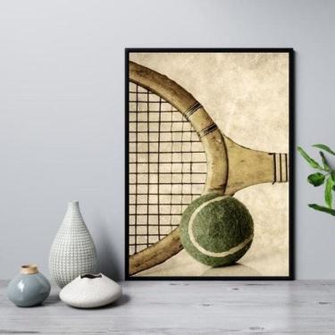 Imagem de Quadro Retrô Tênis - Raquete E Bola 33X24Cm