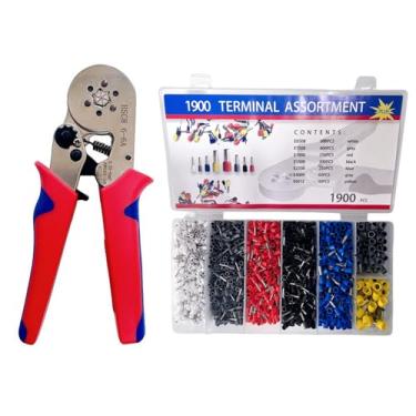 Imagem de Kit de Ferramenta Crimpagem com 1900 peças Terminais Fio Isolados Conjunto Alicate Autoajustável HSC8 6-6A Ratchê Hexagonal para Componentes Elétricos AWG 23-10 0 25-6mm² Projetos Domésticos e DIY