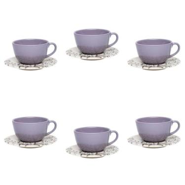 Imagem de Conjunto Xícaras com Pires Unni Lilac 12 Peças 200ml - OXFORD