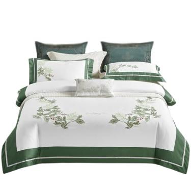 Imagem de THJKUPO Conjunto de quatro peças algodão Tribute cetim capa de edredom bordada casa têxtil roupa de cama (220 * 240 cm)