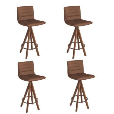 Imagem de 4 Banquetas Liz Giratórias Gourmet Marrom Camurça