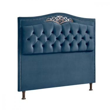 Imagem de Cabeceira Estofada Holanda 1,60 Queen Veludo Star Confort Azul