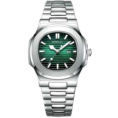 Imagem de Relogio Analógico Masculino Quadrado Luminoso Em Aço Inoxidável Impermeavel Verde