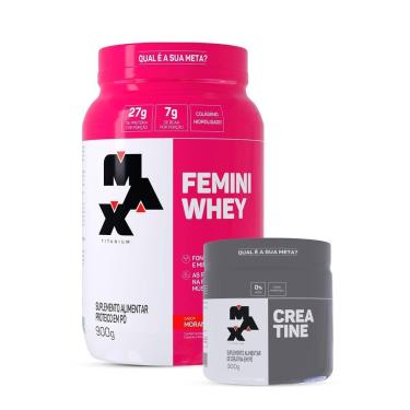 Imagem de Combo Whey Feminino 900 Gr e Creatina 300g Max Titanium-Feminino