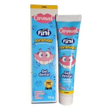 Imagem de Gel Dental Dentaduras Sabor Framboesa e Morango Fini Carmed Cimed 70g