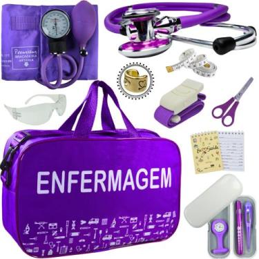 Imagem de Kit Enfermagem Top Cores Premium Completo Estagio - Love Saude, ROXO E